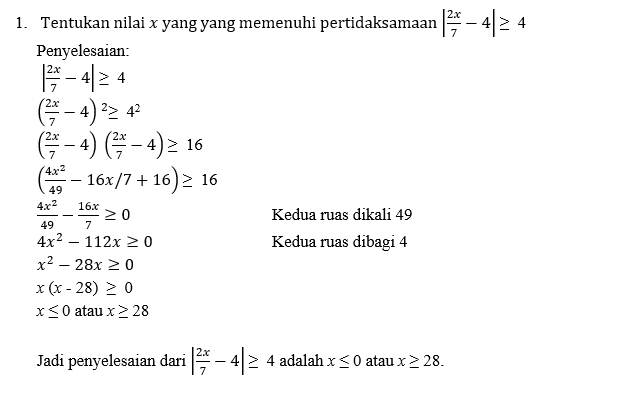 Nilai Mutlak: Persamaan Dan Pertidaksamaan Nilai Mutlak