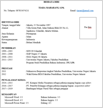 Contoh Biodata Diri Serta Penjelasannya - Tambah Pinter