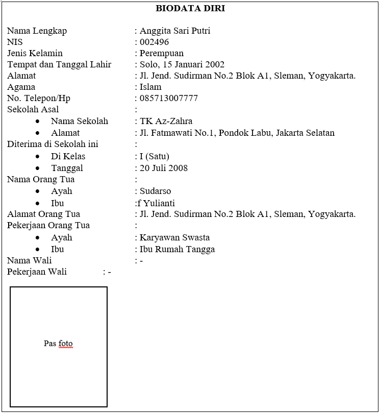 Contoh Html Biodata Contoh Biodata Karyawan Contoh Waouw Contoh - Riset